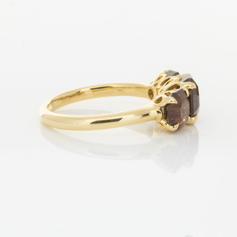 18ct Yellow Gold Three Stone Garnet Octavia Ring-Ring-Walker & Hall
