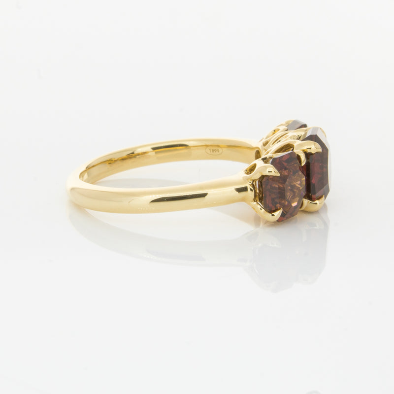 18ct Yellow Gold Three Stone Garnet Octavia Ring-Ring-Walker & Hall