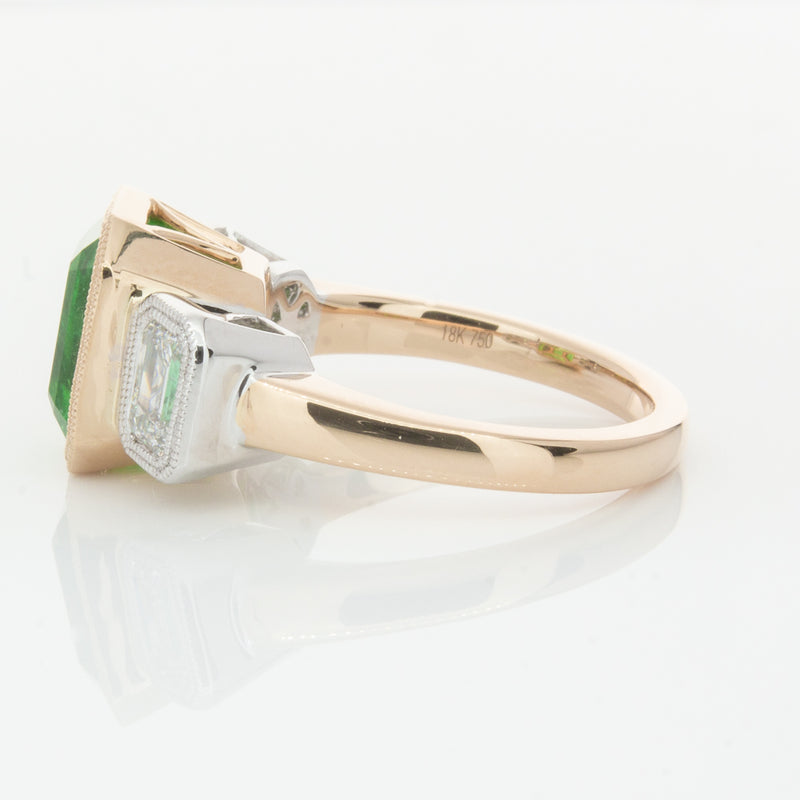 18ct Yellow Gold Emerald & Diamond Ring-Ring-Walker & Hall