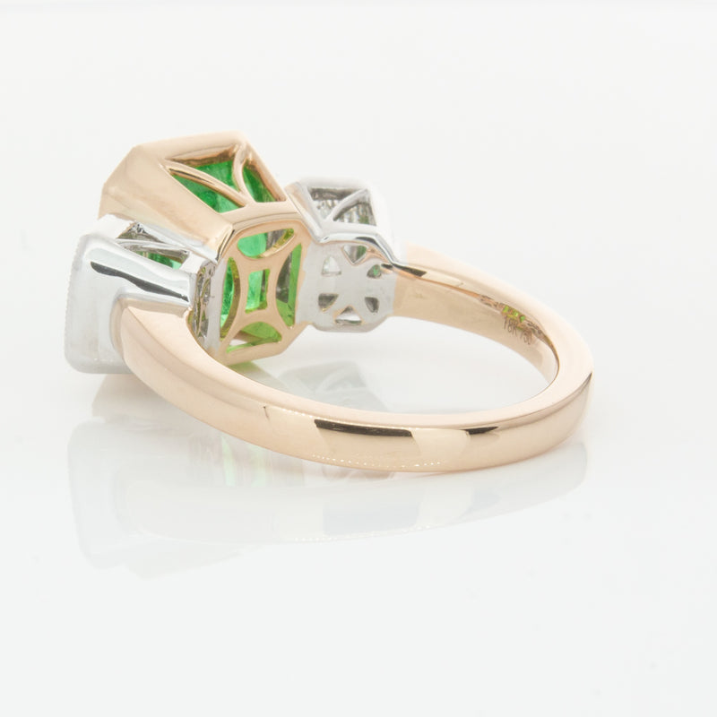 18ct Yellow Gold Emerald & Diamond Ring-Ring-Walker & Hall
