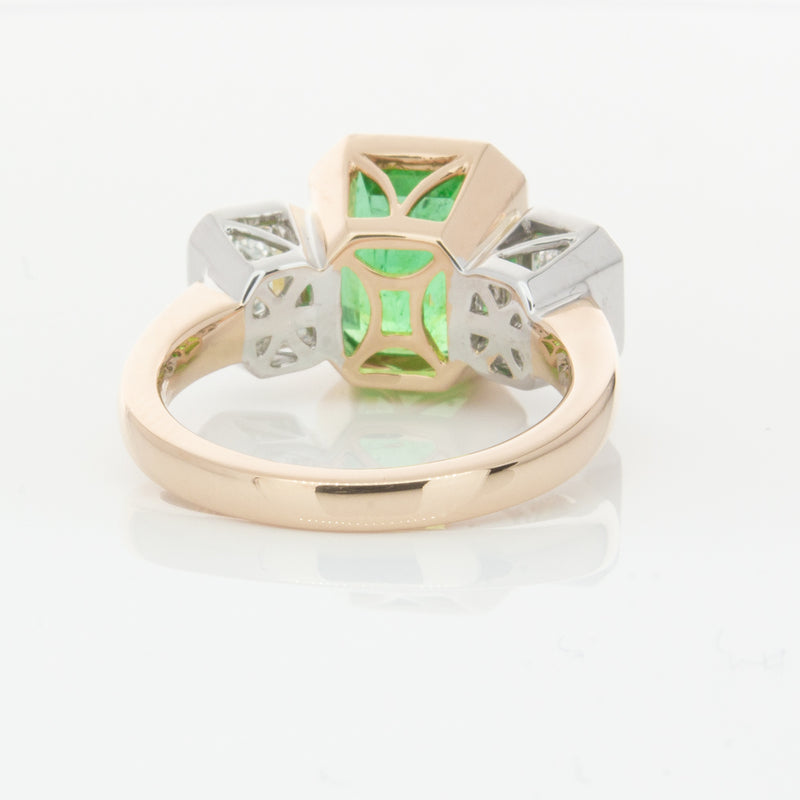 18ct Yellow Gold Emerald & Diamond Ring-Ring-Walker & Hall