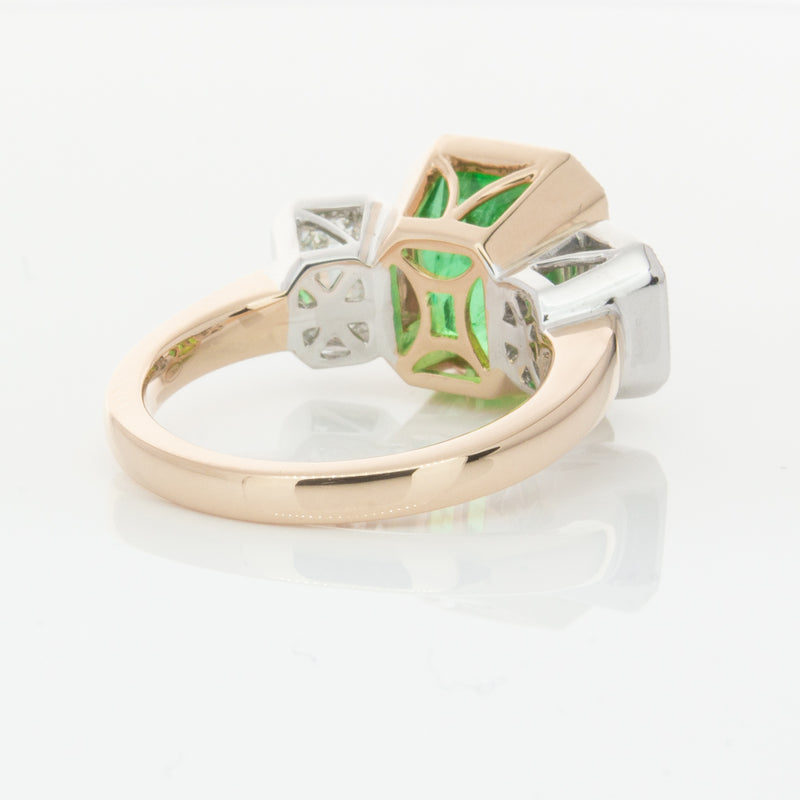 18ct Yellow Gold Emerald & Diamond Ring-Ring-Walker & Hall