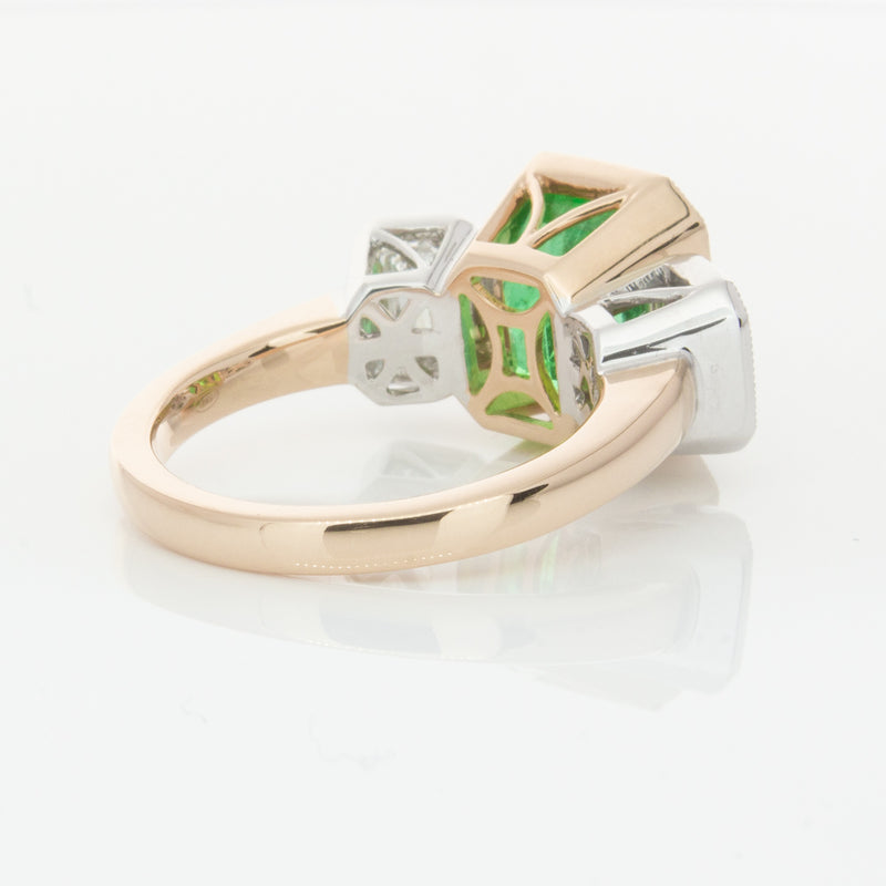 18ct Yellow Gold Emerald & Diamond Ring-Ring-Walker & Hall