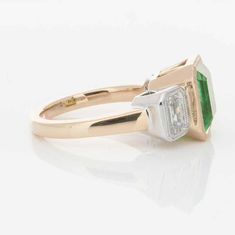 18ct Yellow Gold Emerald & Diamond Ring-Ring-Walker & Hall