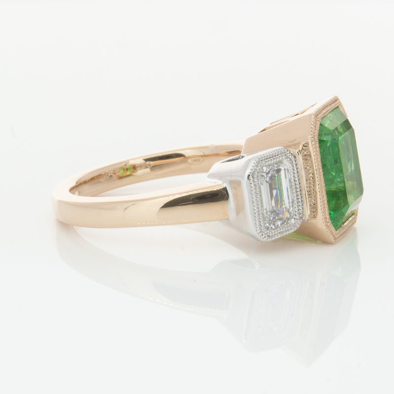 18ct Yellow Gold Emerald & Diamond Ring-Ring-Walker & Hall