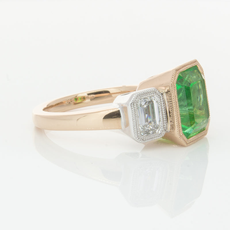 18ct Yellow Gold Emerald & Diamond Ring-Ring-Walker & Hall