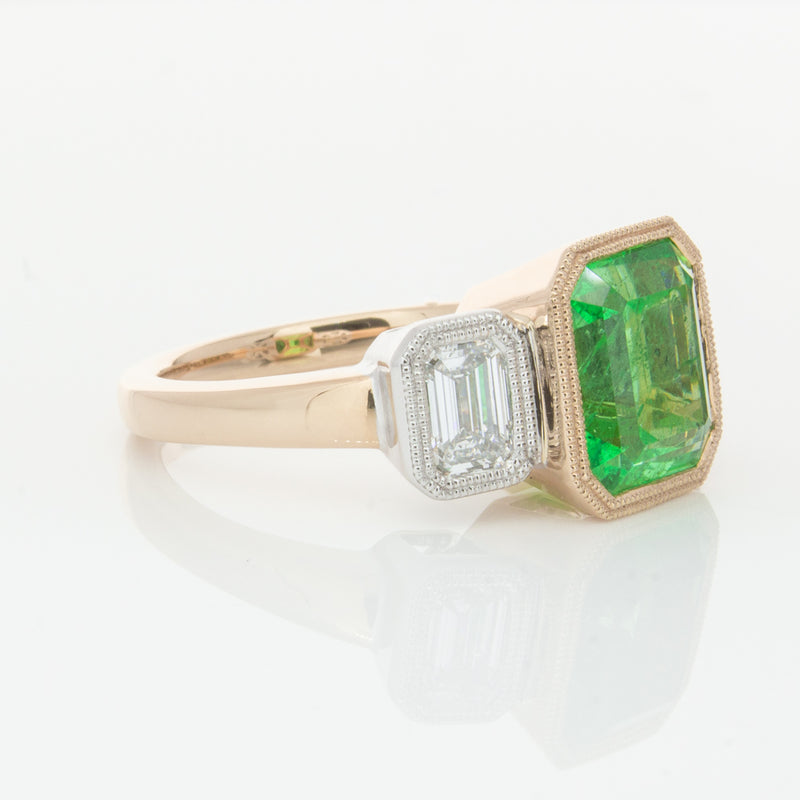 18ct Yellow Gold Emerald & Diamond Ring-Ring-Walker & Hall