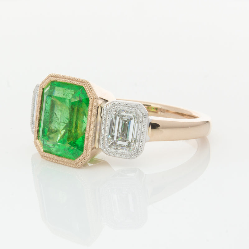 18ct Yellow Gold Emerald & Diamond Ring-Ring-Walker & Hall