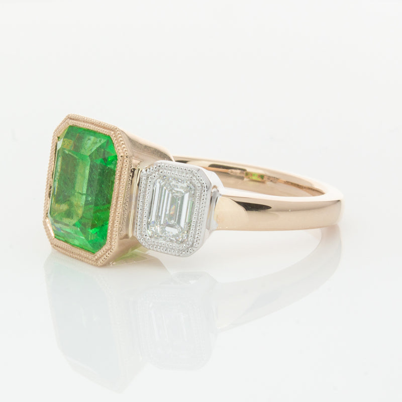 18ct Yellow Gold Emerald & Diamond Ring-Ring-Walker & Hall