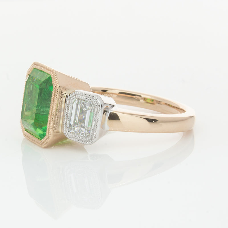 18ct Yellow Gold Emerald & Diamond Ring-Ring-Walker & Hall