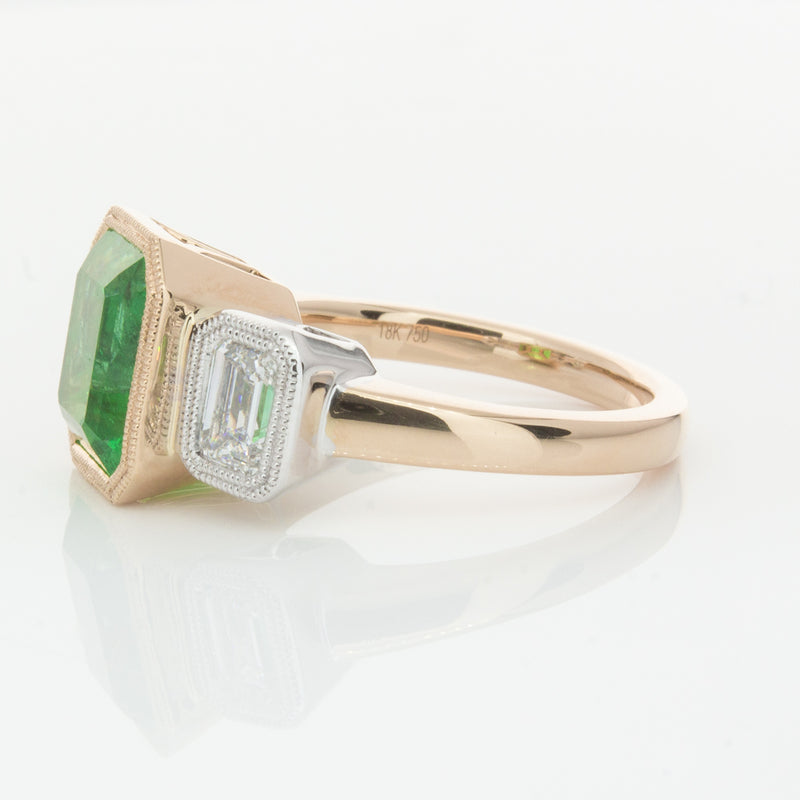 18ct Yellow Gold Emerald & Diamond Ring-Ring-Walker & Hall
