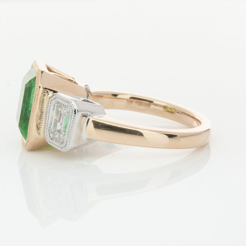 18ct Yellow Gold Emerald & Diamond Ring-Ring-Walker & Hall