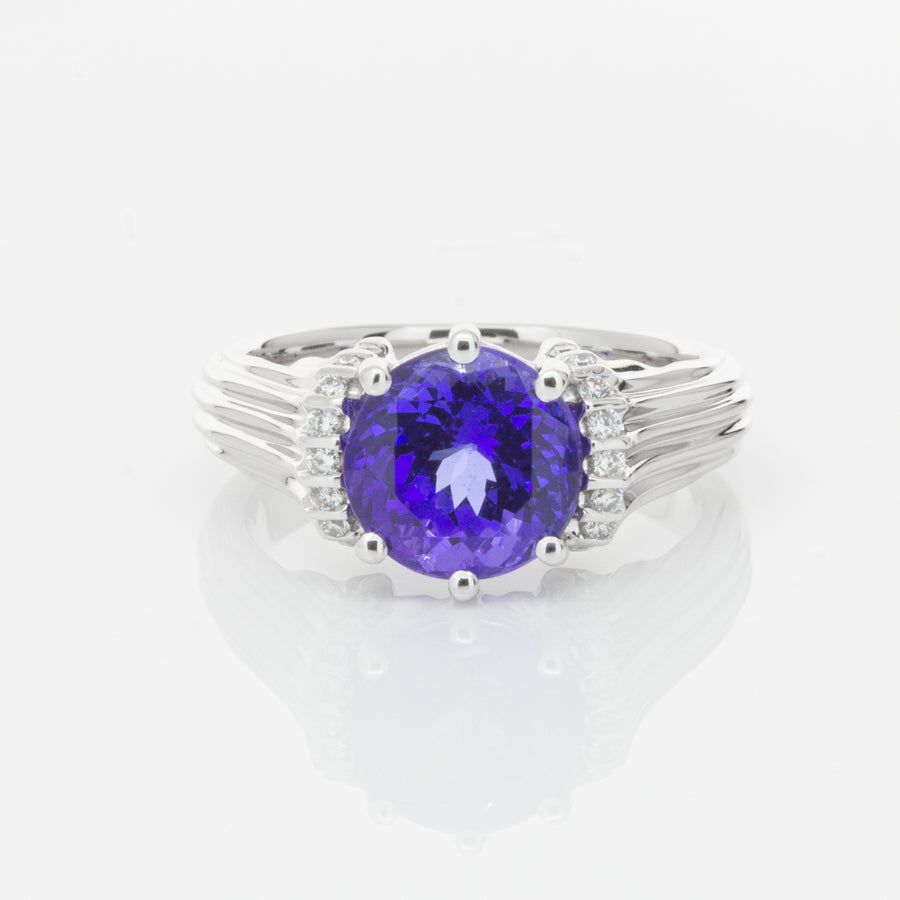 18ct White Gold Tanzanite & Diamond Ring-Ring-Walker & Hall