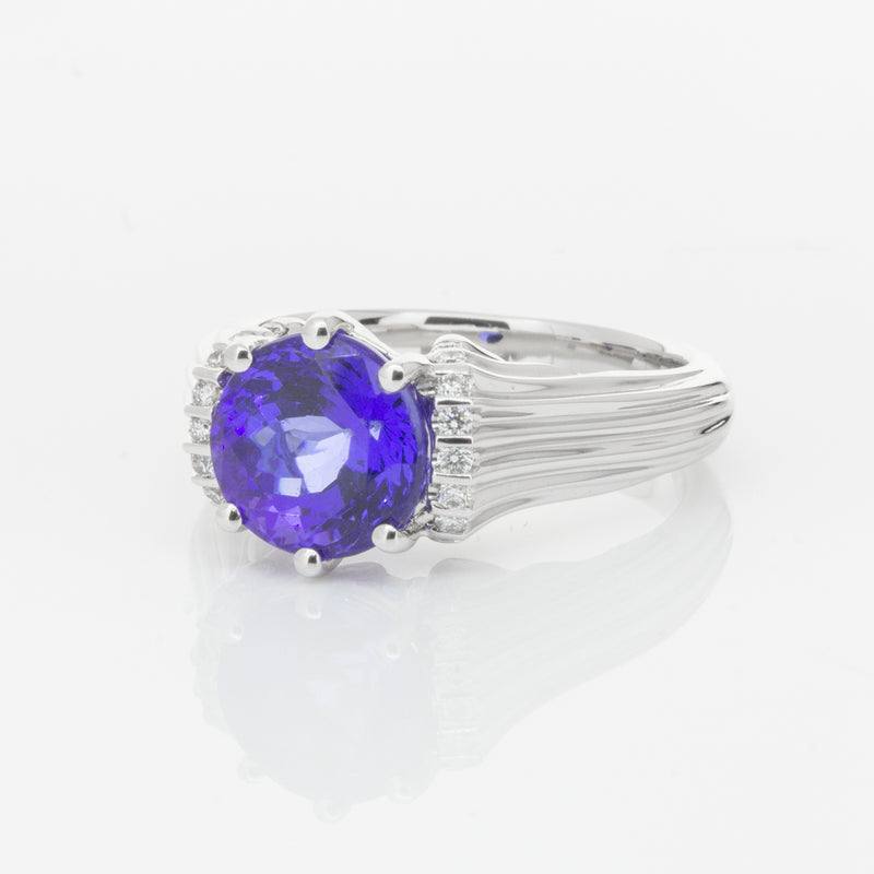 18ct White Gold Tanzanite & Diamond Ring-Ring-Walker & Hall