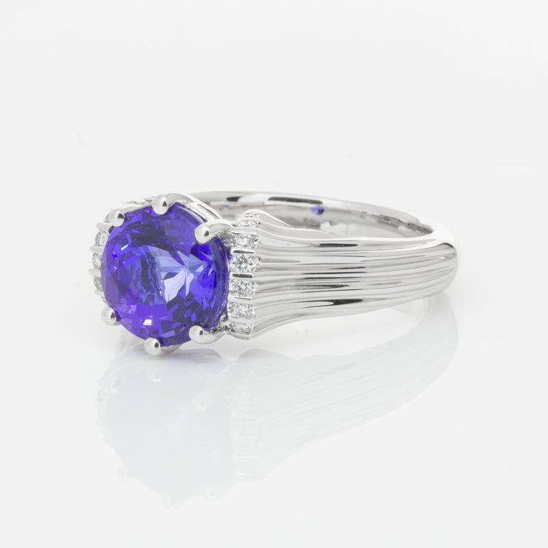 18ct White Gold Tanzanite & Diamond Ring-Ring-Walker & Hall