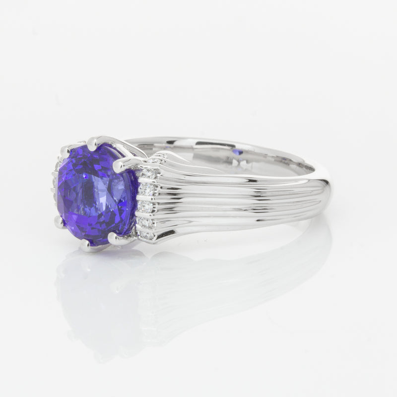 18ct White Gold Tanzanite & Diamond Ring-Ring-Walker & Hall