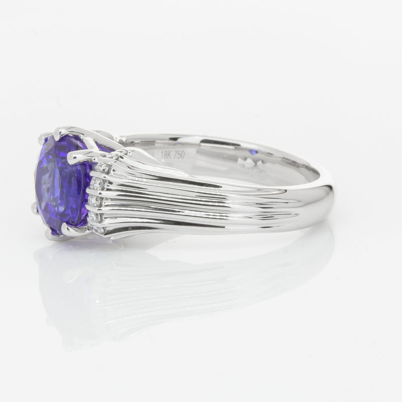 18ct White Gold Tanzanite & Diamond Ring-Ring-Walker & Hall