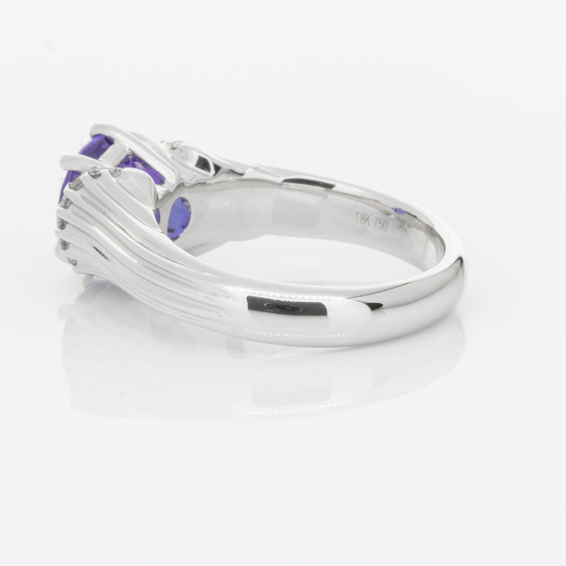 18ct White Gold Tanzanite & Diamond Ring-Ring-Walker & Hall