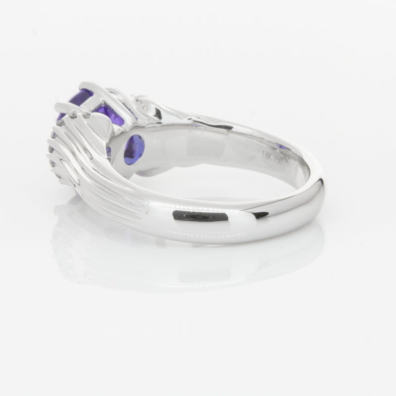 18ct White Gold Tanzanite & Diamond Ring-Ring-Walker & Hall