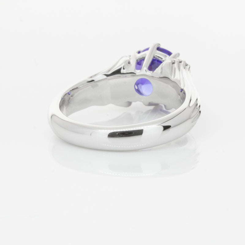 18ct White Gold Tanzanite & Diamond Ring-Ring-Walker & Hall