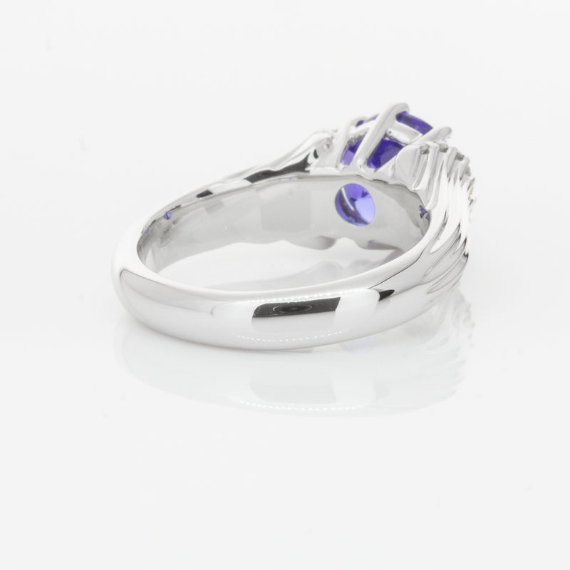 18ct White Gold Tanzanite & Diamond Ring-Ring-Walker & Hall