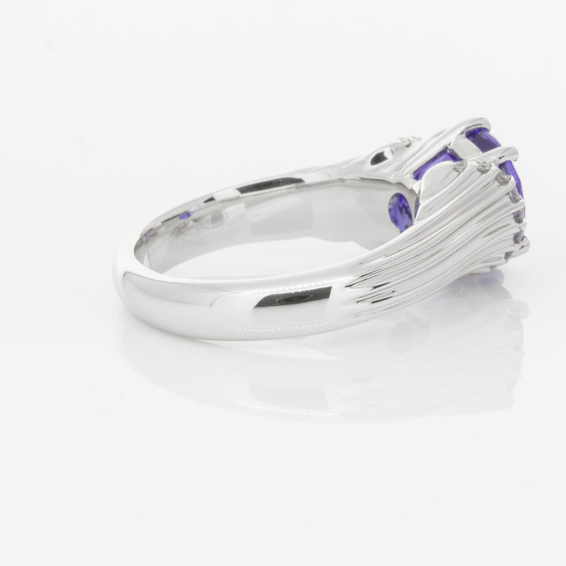18ct White Gold Tanzanite & Diamond Ring-Ring-Walker & Hall