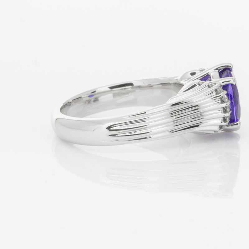 18ct White Gold Tanzanite & Diamond Ring-Ring-Walker & Hall