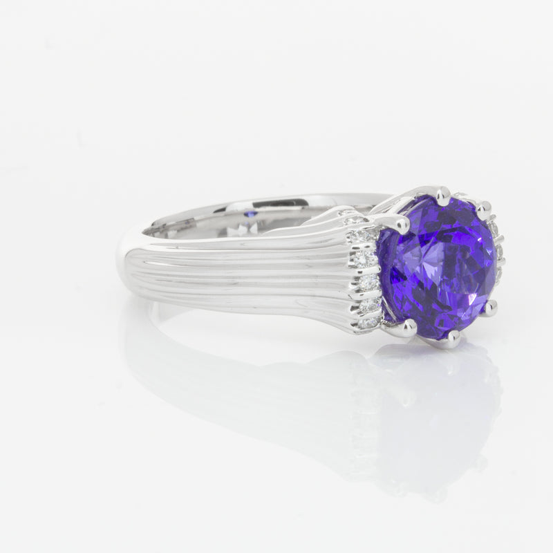 18ct White Gold Tanzanite & Diamond Ring-Ring-Walker & Hall