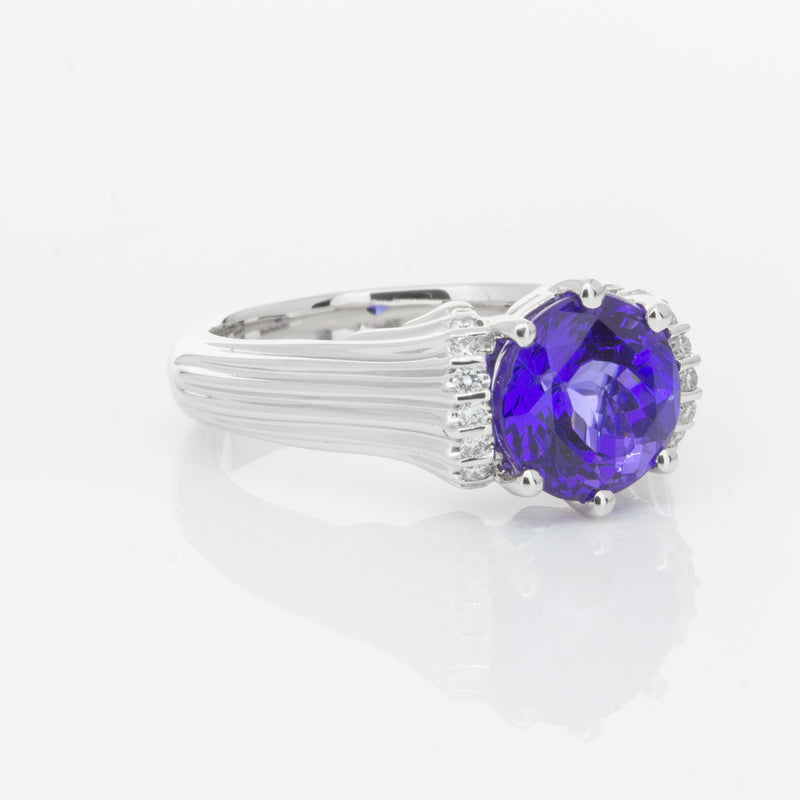18ct White Gold Tanzanite & Diamond Ring-Ring-Walker & Hall