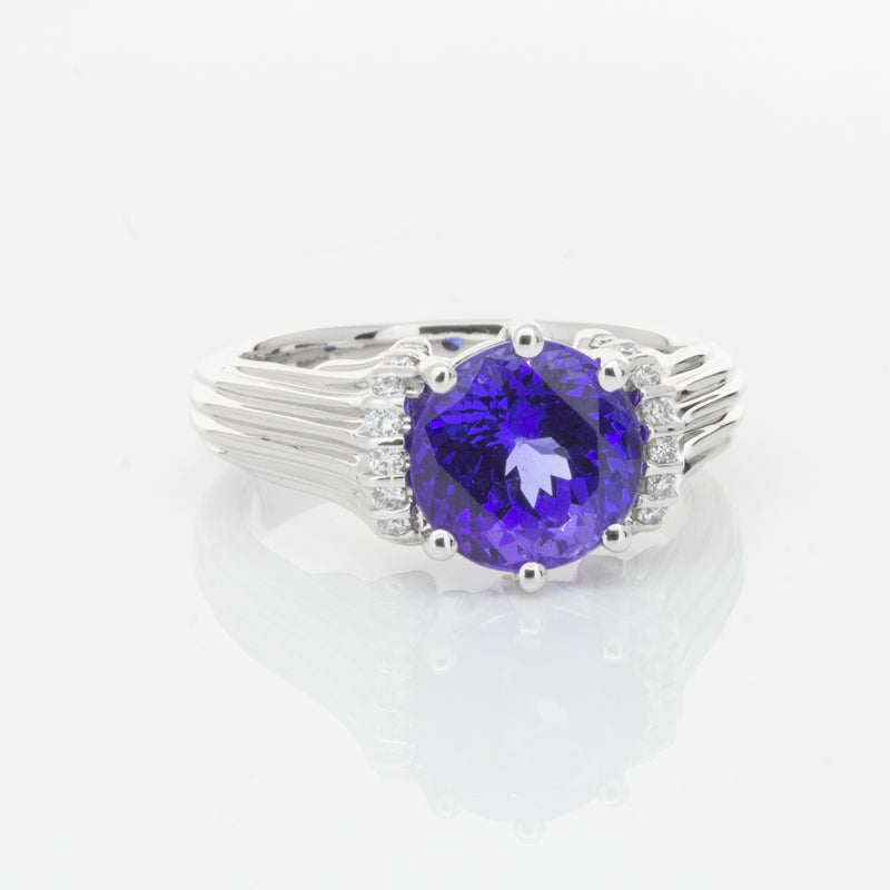 18ct White Gold Tanzanite & Diamond Ring-Ring-Walker & Hall