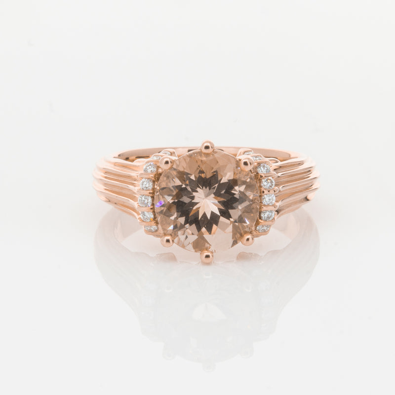 18ct Rose Gold Morganite & Diamond Ring-Ring-Walker & Hall