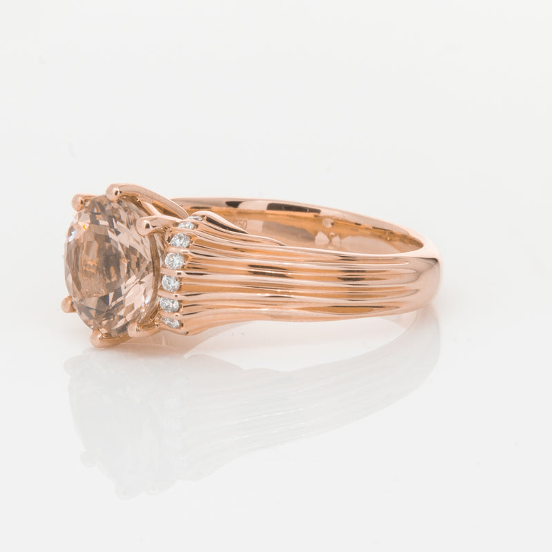 18ct Rose Gold Morganite & Diamond Ring-Ring-Walker & Hall