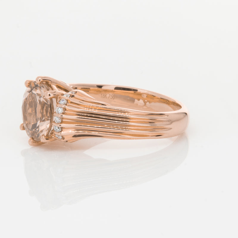 18ct Rose Gold Morganite & Diamond Ring-Ring-Walker & Hall