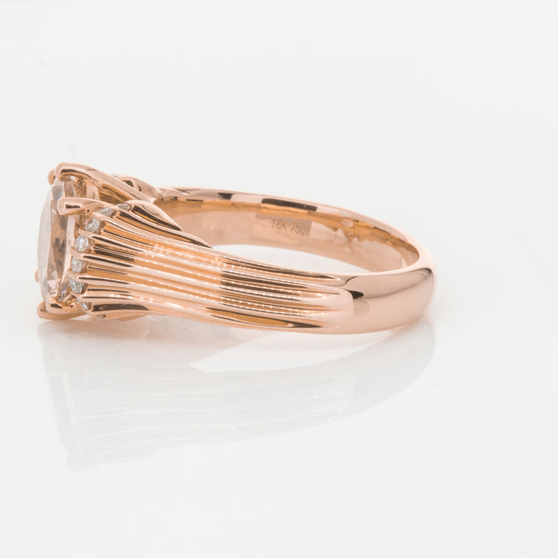 18ct Rose Gold Morganite & Diamond Ring-Ring-Walker & Hall