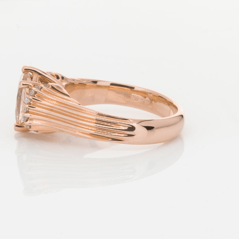 18ct Rose Gold Morganite & Diamond Ring-Ring-Walker & Hall