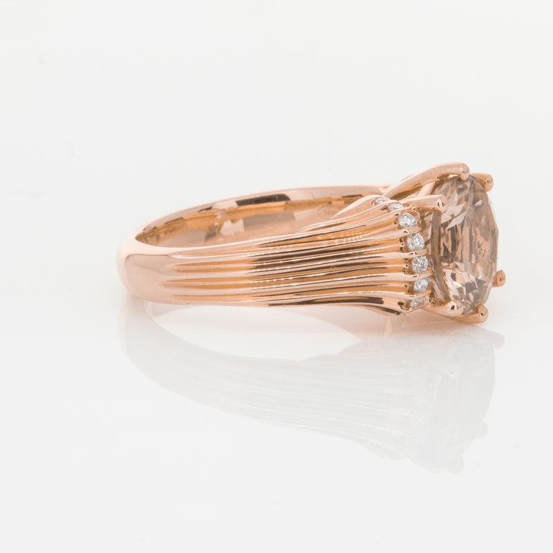 18ct Rose Gold Morganite & Diamond Ring-Ring-Walker & Hall