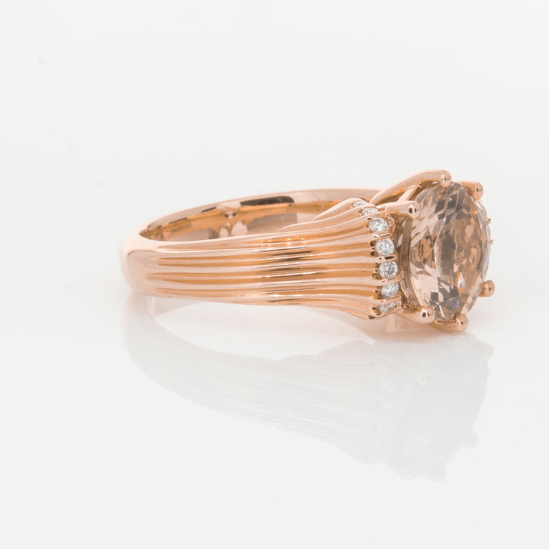 18ct Rose Gold Morganite & Diamond Ring-Ring-Walker & Hall