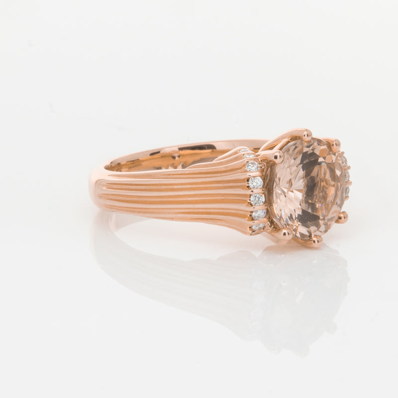 18ct Rose Gold Morganite & Diamond Ring-Ring-Walker & Hall