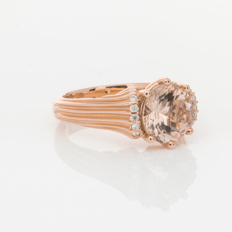 18ct Rose Gold Morganite & Diamond Ring-Ring-Walker & Hall