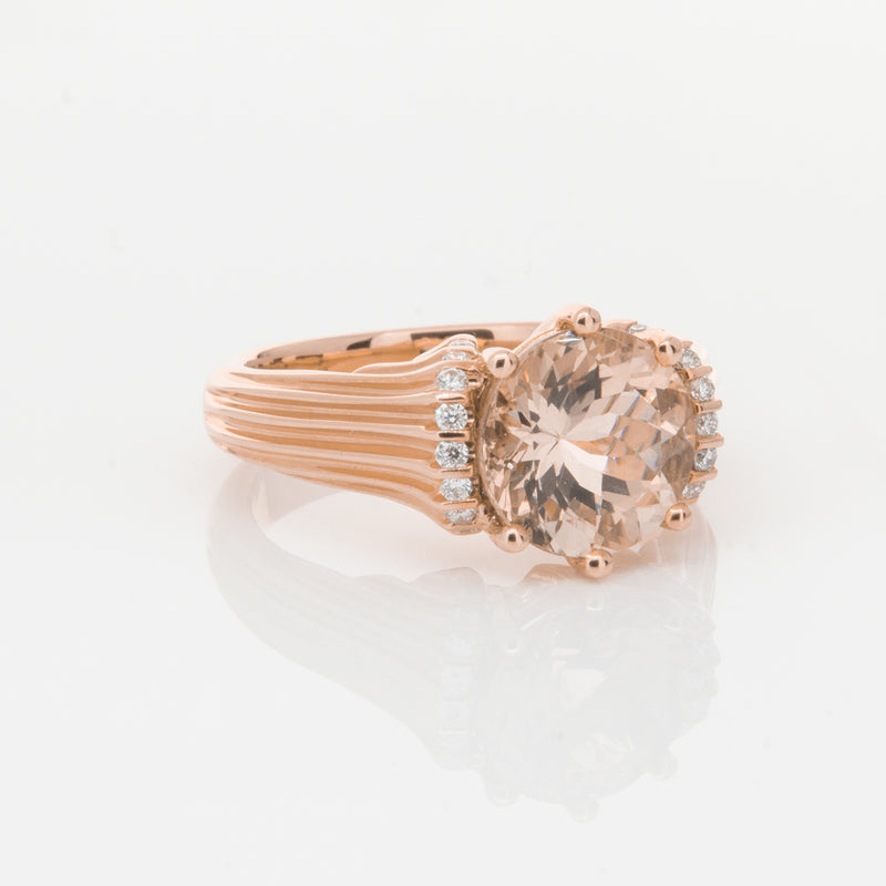 18ct Rose Gold Morganite & Diamond Ring-Ring-Walker & Hall