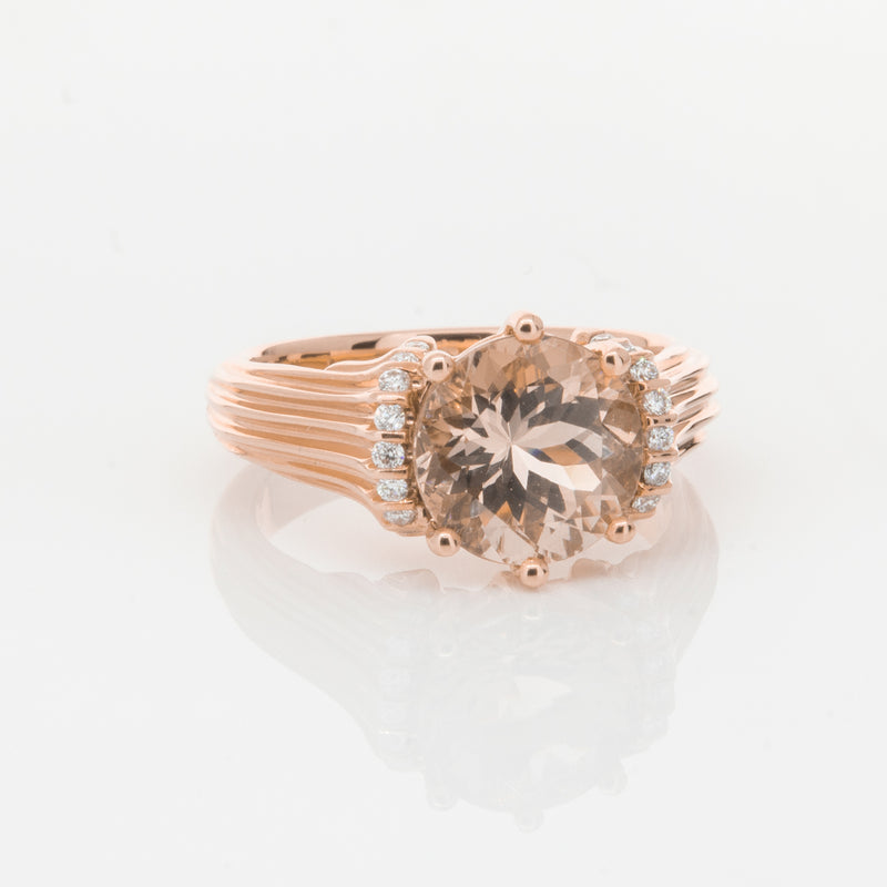 18ct Rose Gold Morganite & Diamond Ring-Ring-Walker & Hall