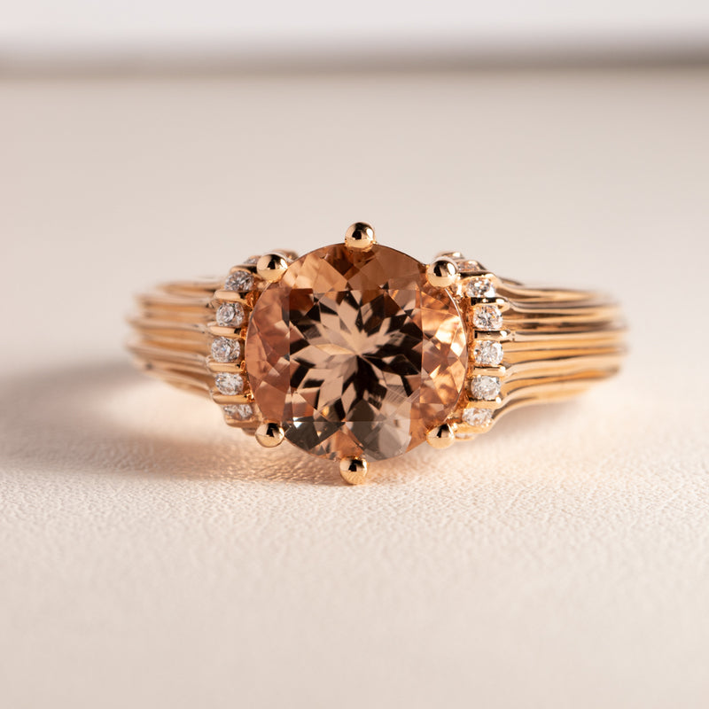 18ct Rose Gold Morganite & Diamond Ring-Ring-Walker & Hall
