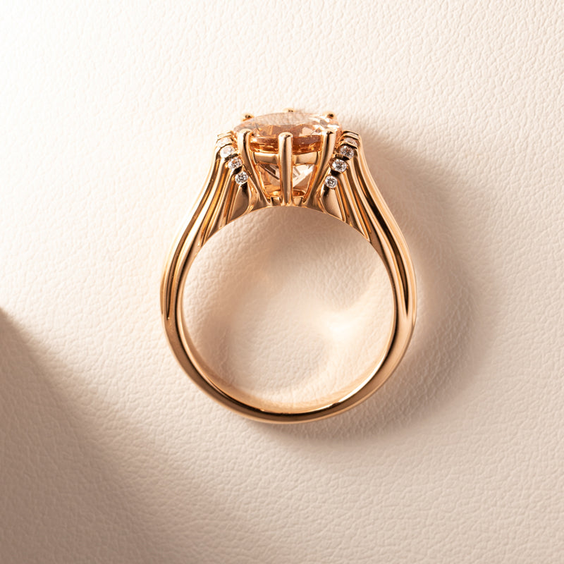 18ct Rose Gold Morganite & Diamond Ring-Ring-Walker & Hall