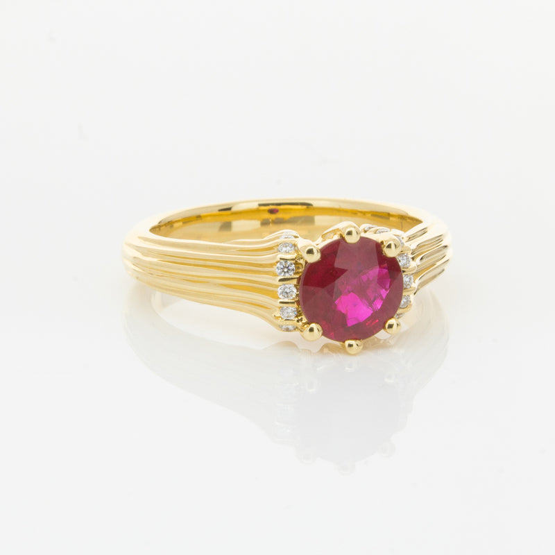 18ct Yellow Gold Ruby & Diamond Ring-Ring-Walker & Hall