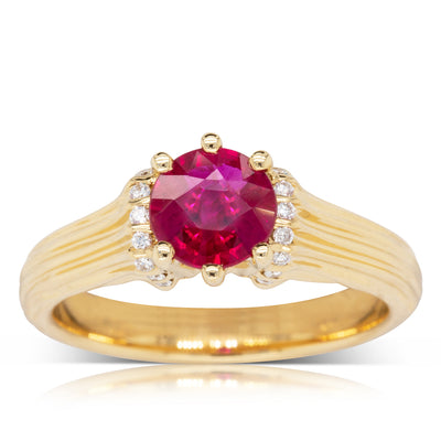 18ct Yellow Gold Ruby & Diamond Ring-Ring-Walker & Hall