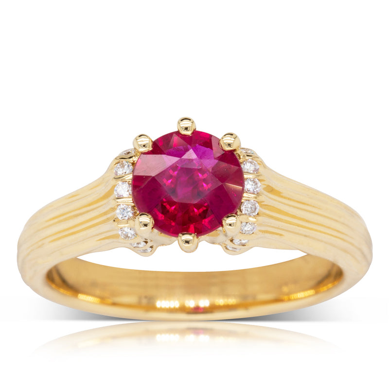 18ct Yellow Gold Ruby & Diamond Ring-Ring-Walker & Hall