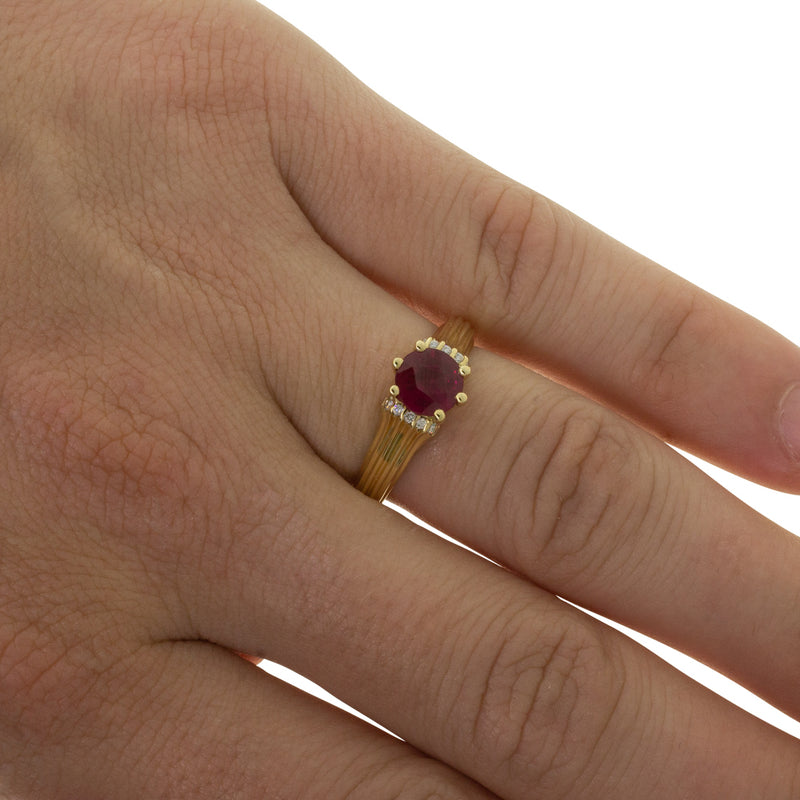 18ct Yellow Gold Ruby & Diamond Ring-Ring-Walker & Hall