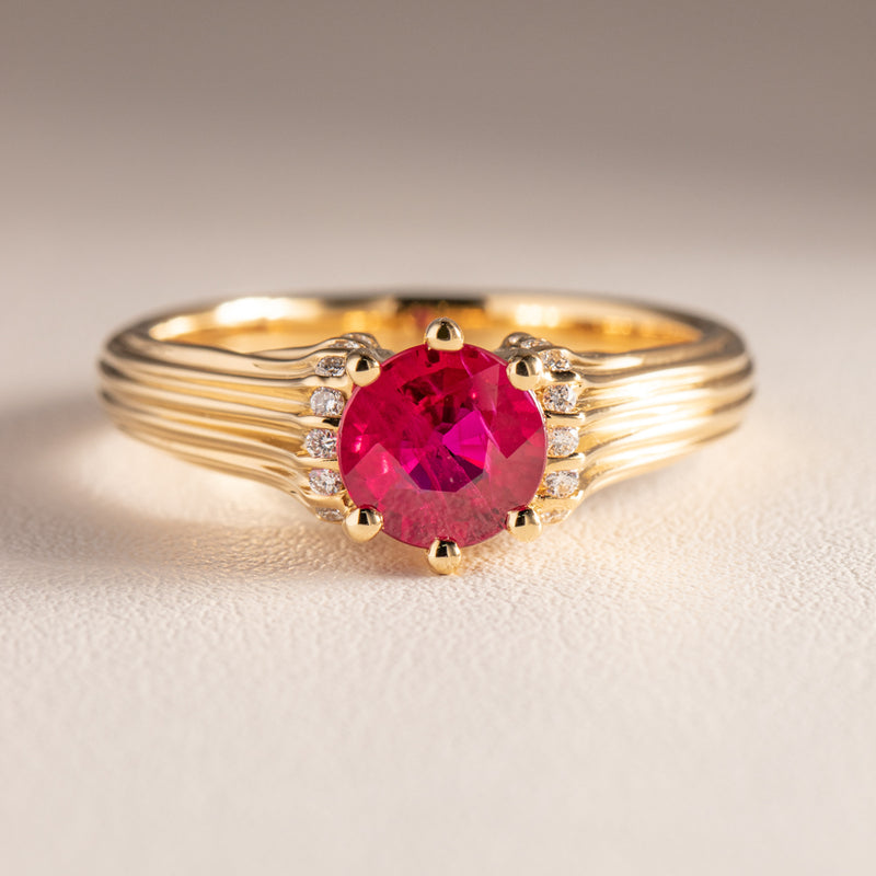 18ct Yellow Gold Ruby & Diamond Ring-Ring-Walker & Hall