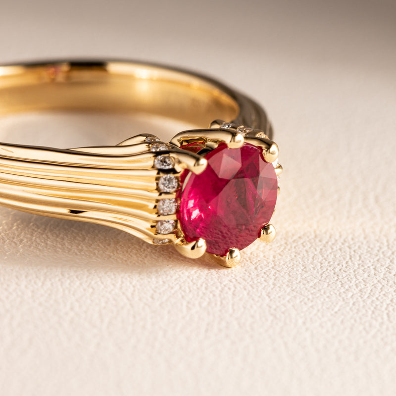 18ct Yellow Gold Ruby & Diamond Ring-Ring-Walker & Hall