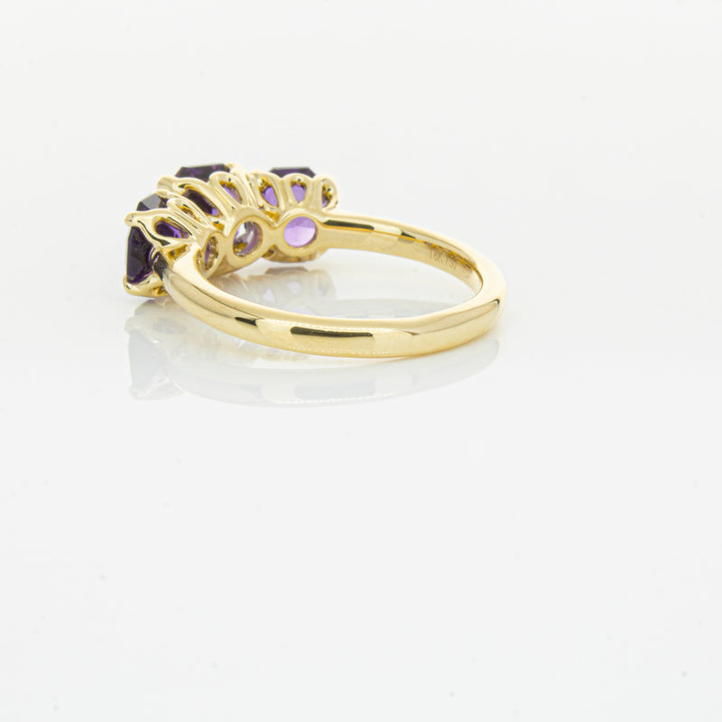 18ct Yellow Gold Three Stone Amethyst Octavia Ring-Ring-Walker & Hall